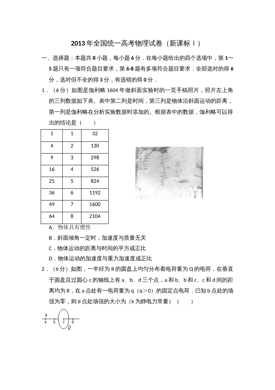 2013年高考物理真题（新课标Ⅰ）（解析版）_第1页