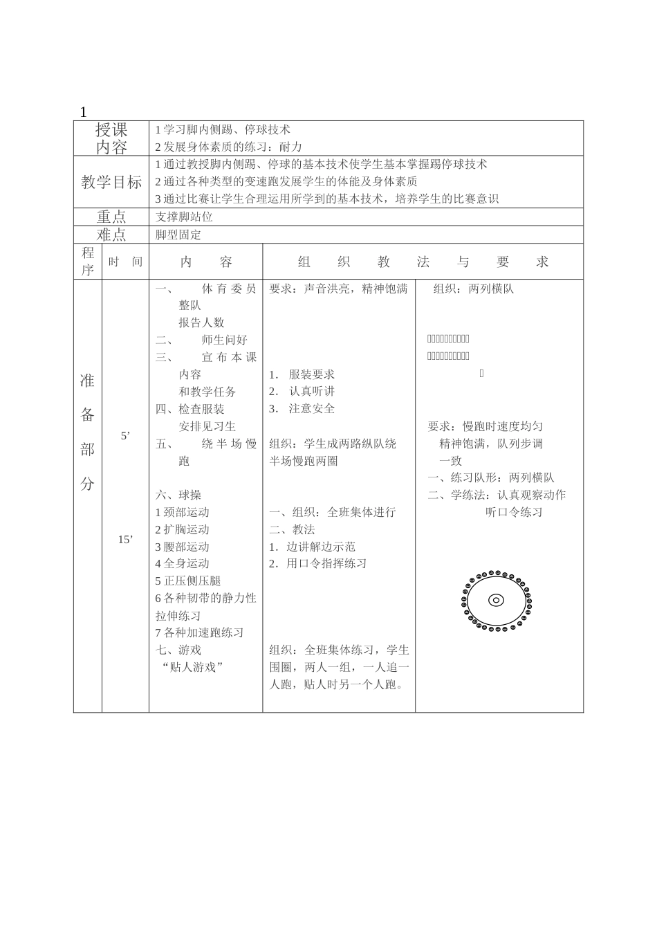 初中足球课时教案全集（12课时）_第1页