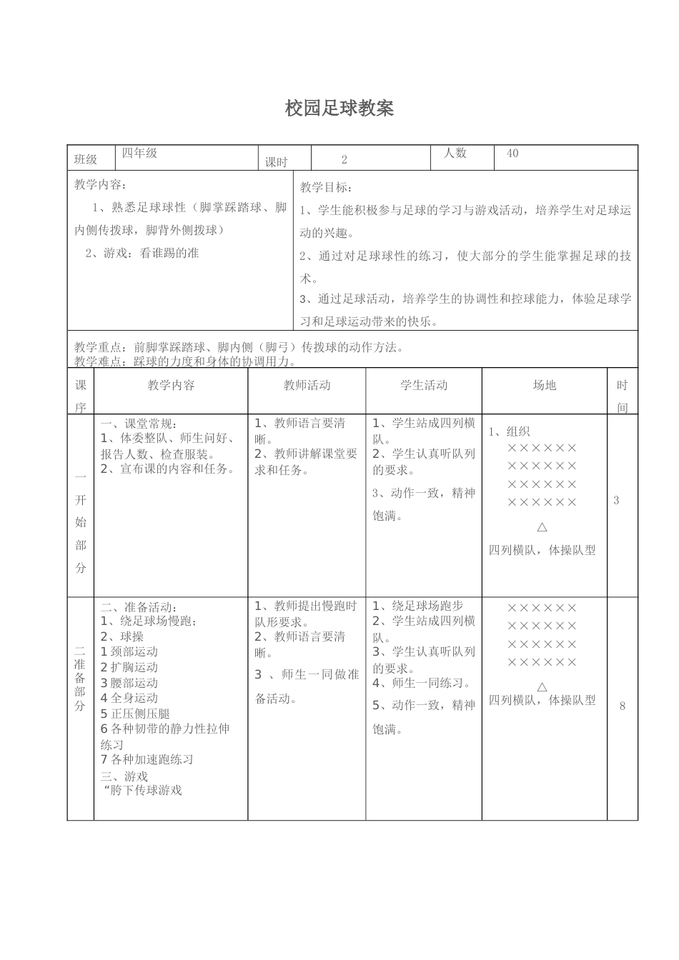 小学足球课时教案1_第1页