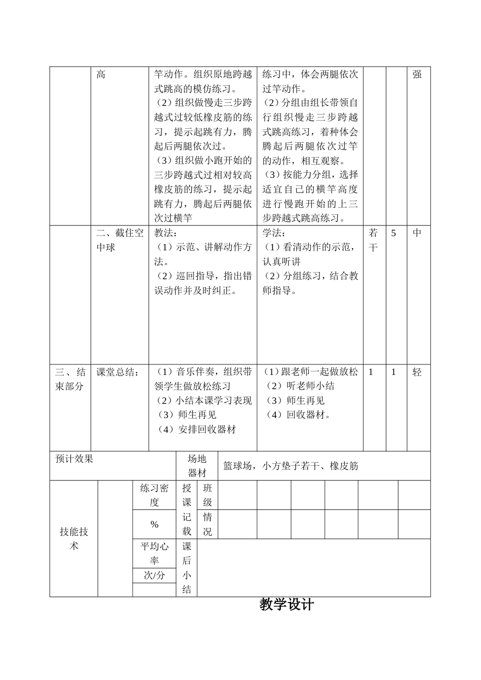 小学体育四五六年级跨越式跳高体育教案_第2页