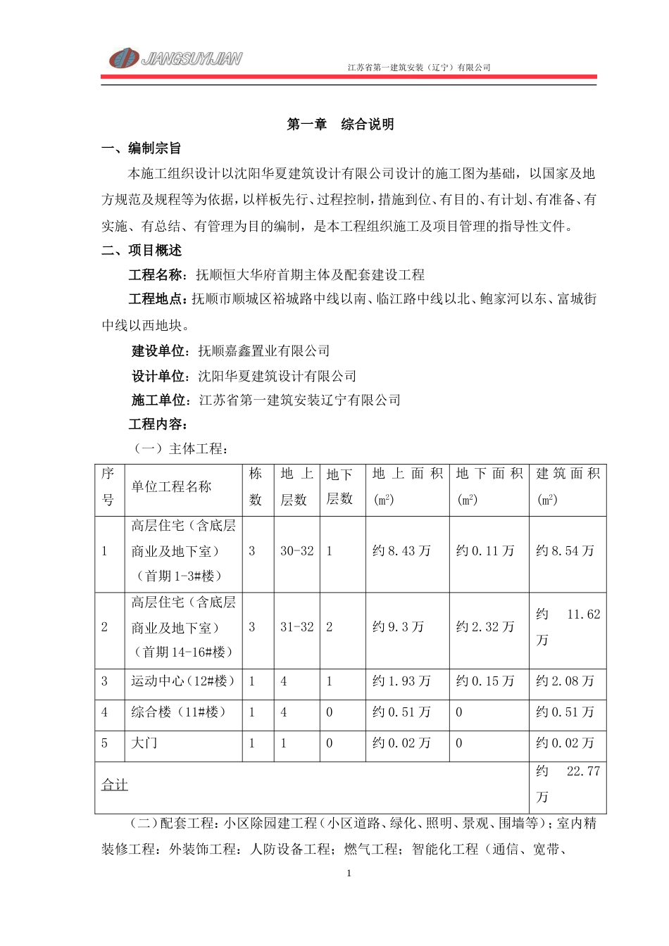 恒大华府首期工程施工组织设计（245P）_第1页