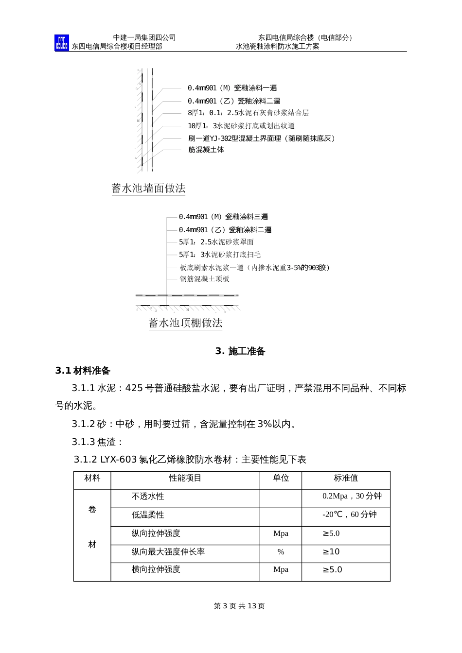 中国建筑水池瓷釉涂料防水施工方案（13P）_第3页