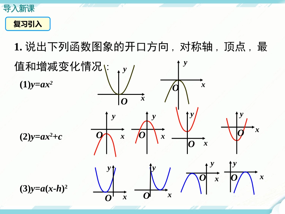 初中数学【9年级上】22.1.3 第3课时   二次函数y=a(x-h)2+k的图象和性质_第3页