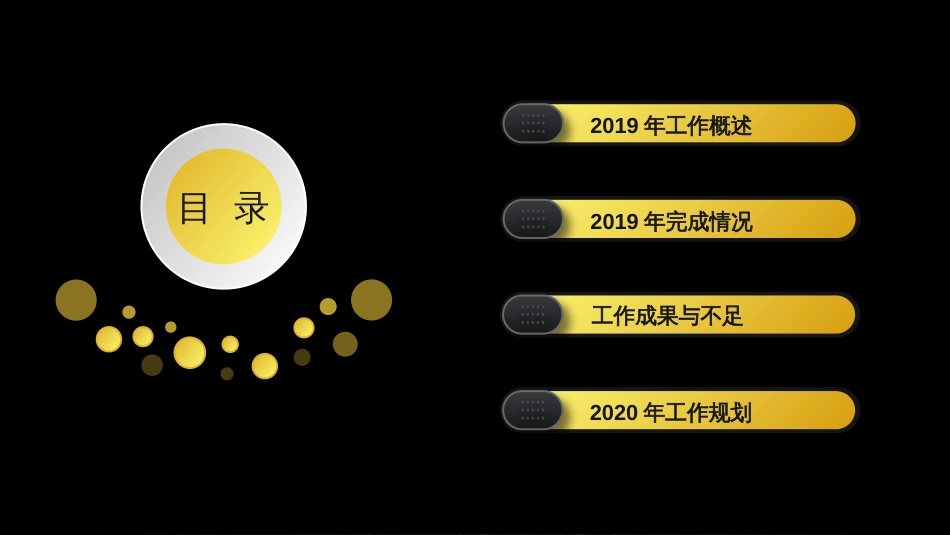 创意土豪金黄黑高逼格配色2020年终工作总结PPT模板_第2页