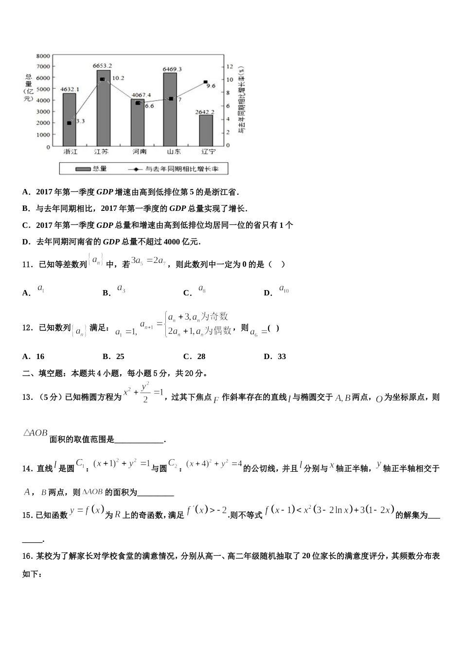 2023-2024学年宁夏吴忠市盐池高级中学数学高三第一学期期末检测试题含解析_第3页