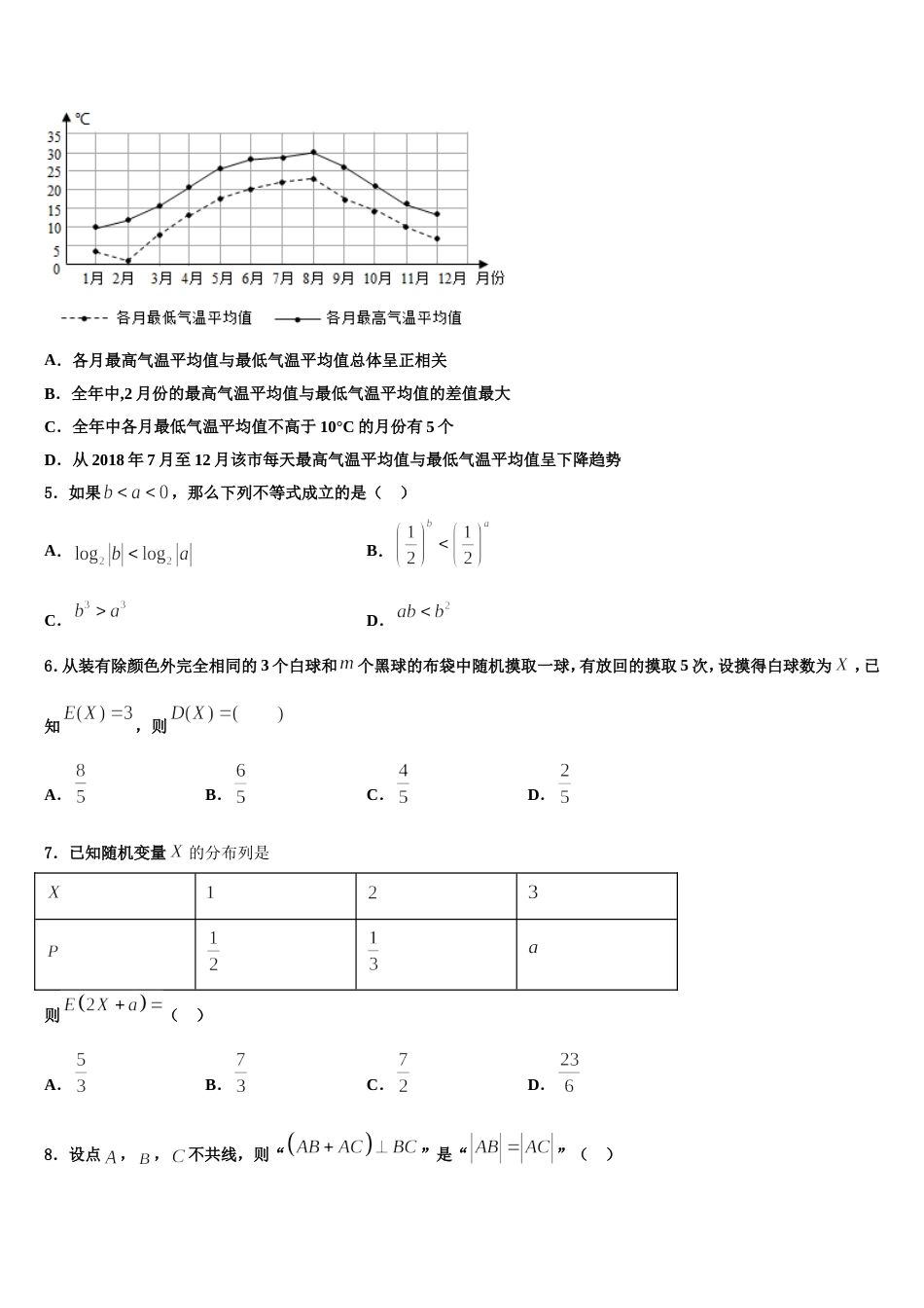 2023-2024学年山东省济南市历城区历城第二中学数学高三上期末联考模拟试题含解析_第2页