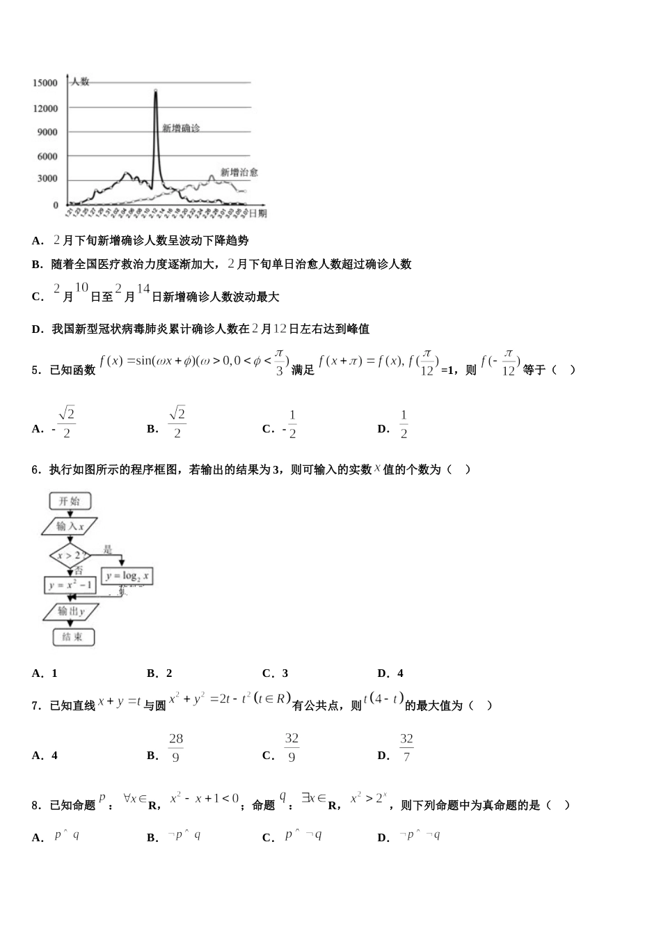 2024届云南省彝良县民族中学数学高三上期末综合测试模拟试题含解析_第2页