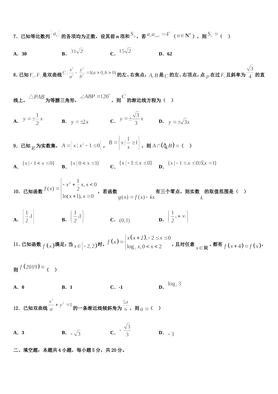 2024年辽宁沈阳市东北育才学校科学高中部数学高三第一学期期末复习检测模拟试题含解析_第2页