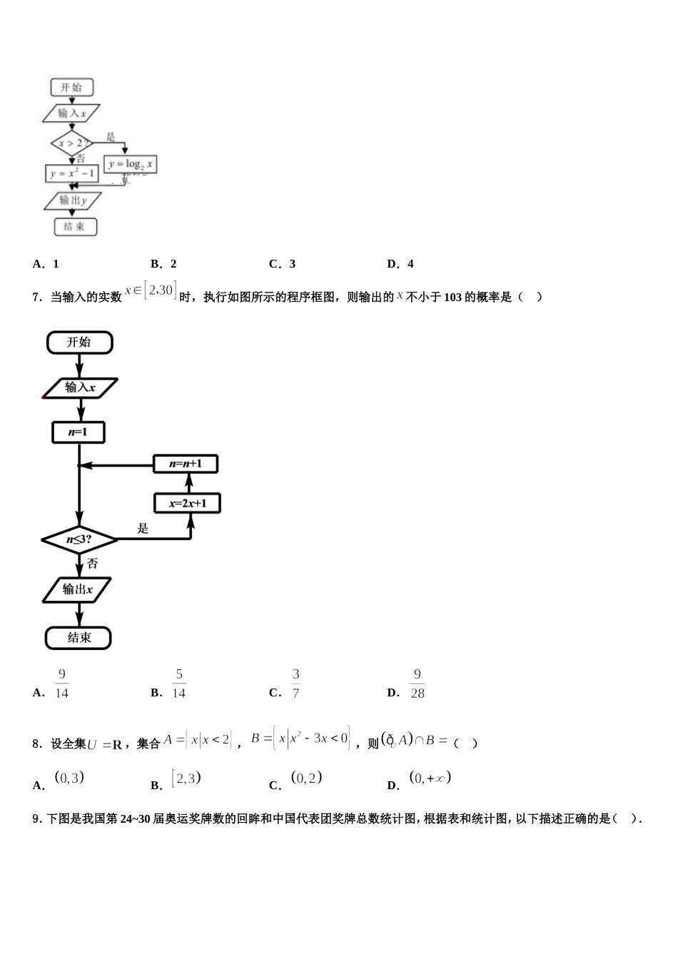 广西梧州市贺州市2023-2024学年数学高三上期末综合测试模拟试题含解析_第2页