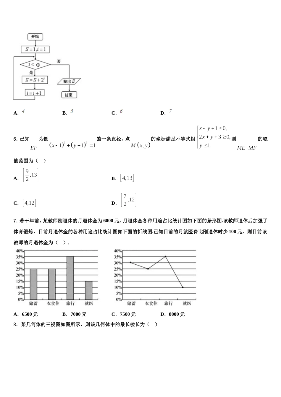 衡阳市重点中学2023-2024学年高三上数学期末学业水平测试模拟试题含解析_第2页