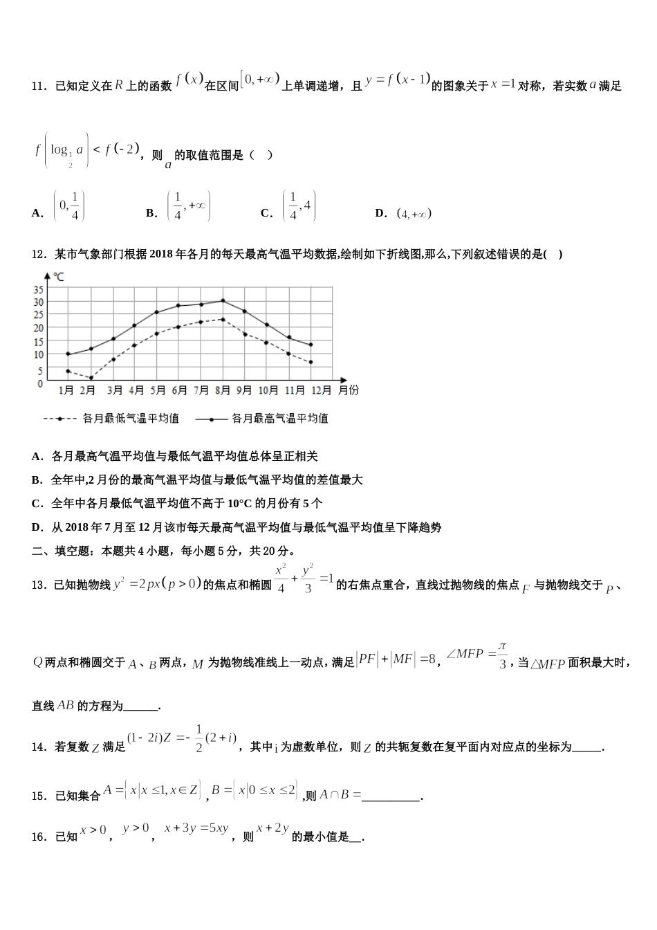 吉林省长春市第151中学2023-2024学年数学高三上期末联考试题含解析_第3页