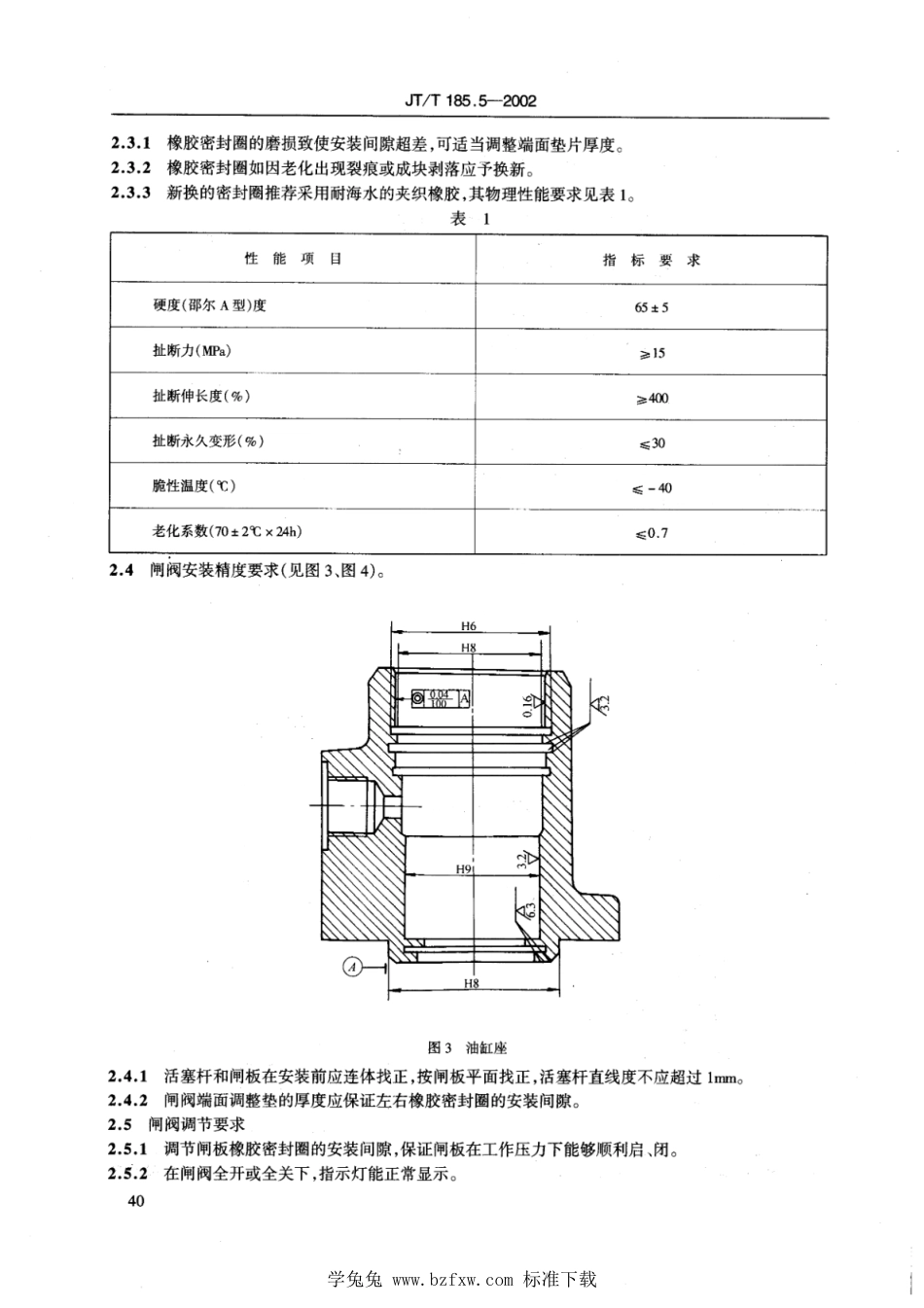 JT∕T 185.5-2002 耙吸挖泥船专用设备修理技术要求 第5部分：液压闸阀_第3页