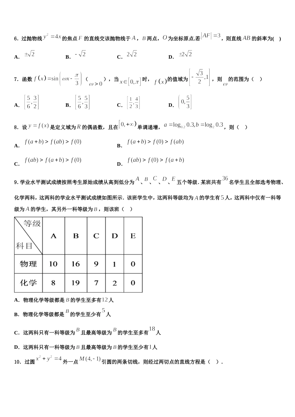 辽宁省葫芦岛市普通高中2024年高三上数学期末教学质量检测试题含解析_第2页