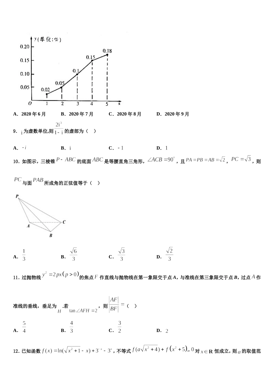 四川省绵阳市南山中学实验学校2023-2024学年数学高三第一学期期末达标检测模拟试题含解析_第3页