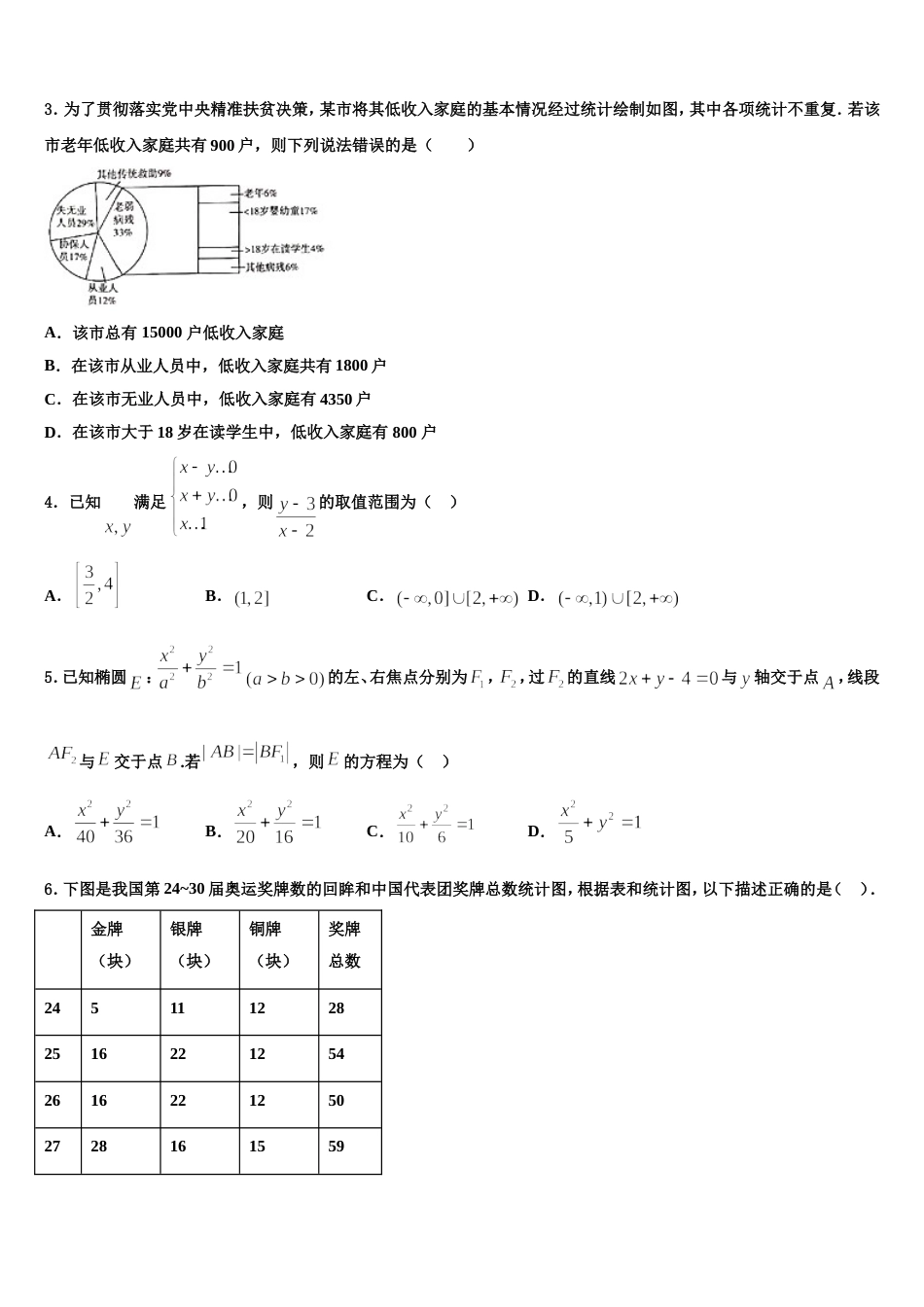 新疆昌吉回族自治州昌吉州第二中学2024年数学高三第一学期期末达标检测模拟试题含解析_第2页