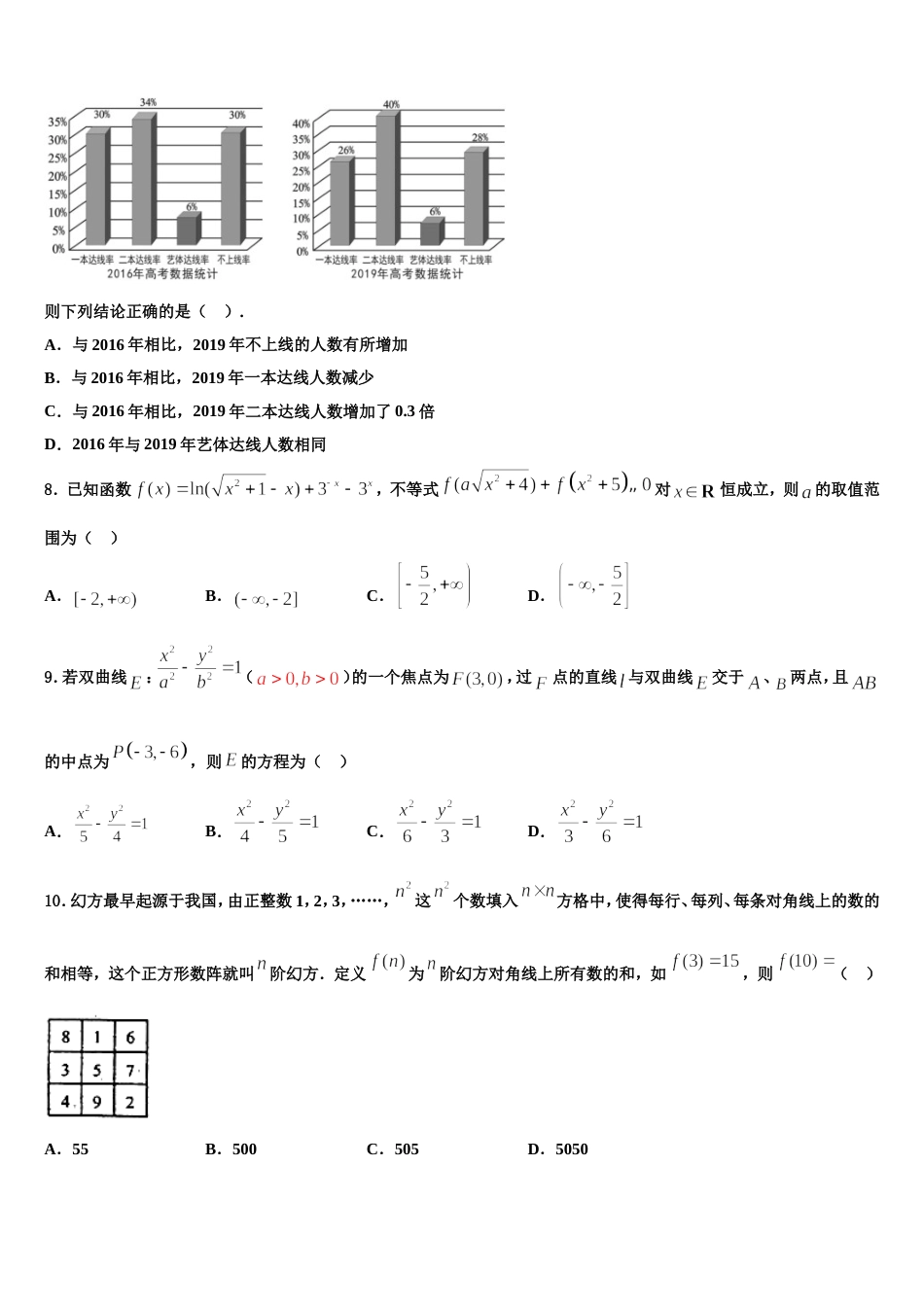 重庆一中2024届数学高三第一学期期末质量跟踪监视模拟试题含解析_第2页