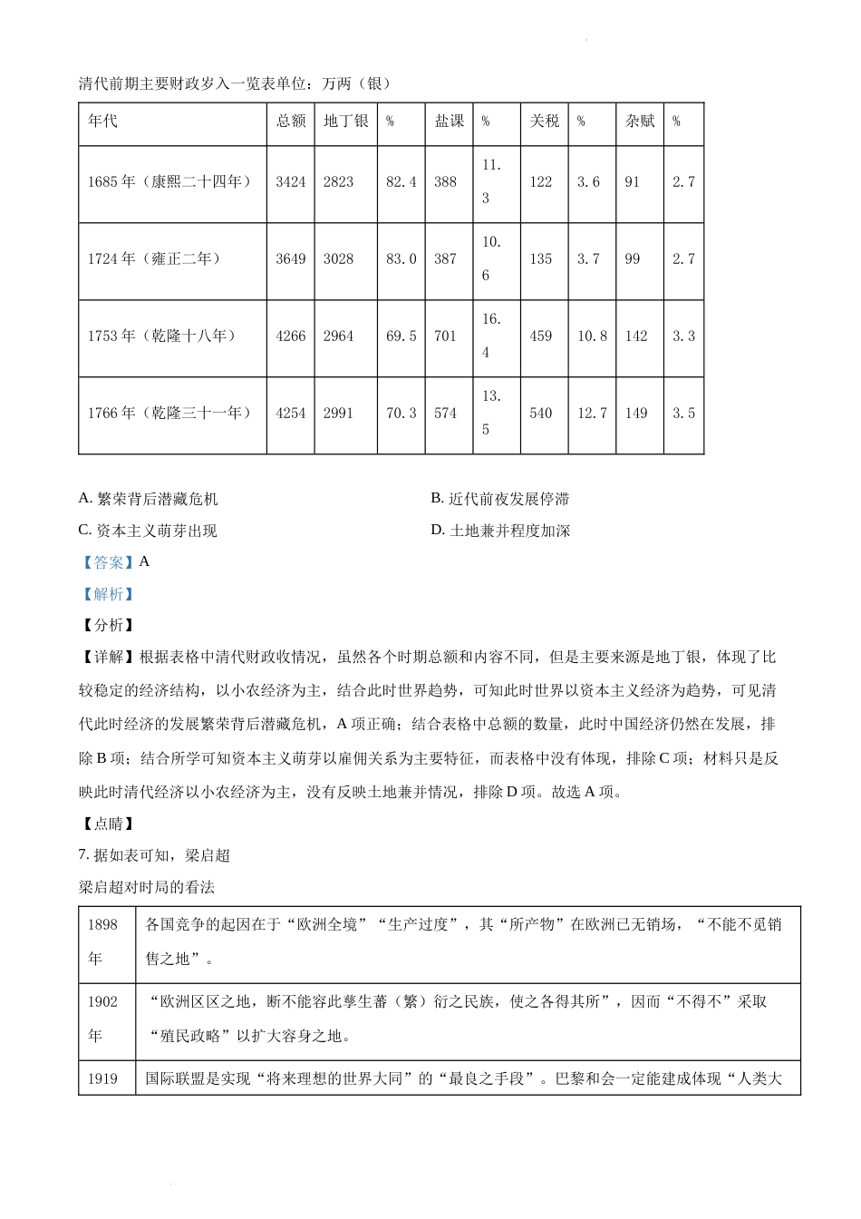 精品解析：2021年新高考海南历史高考真题（解析版）(1)_第3页