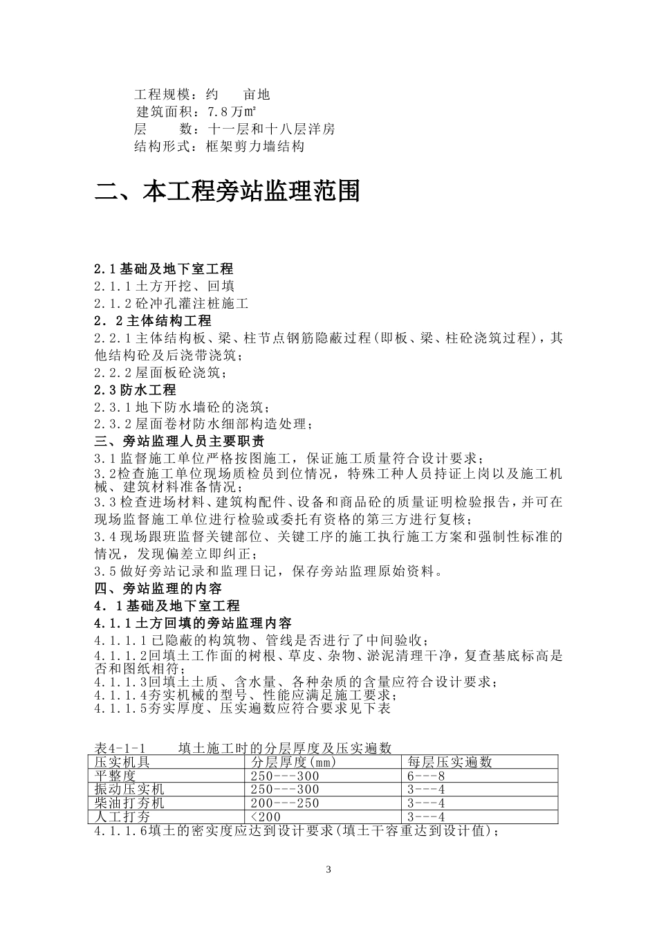 碧桂园四期(三)工程旁站监理方案附旁站监理记录表（11P）_第3页