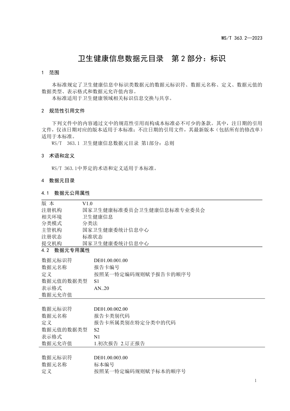 WS∕T 363.2-2023 卫生健康信息数据元目录 第2部分：标识_第3页