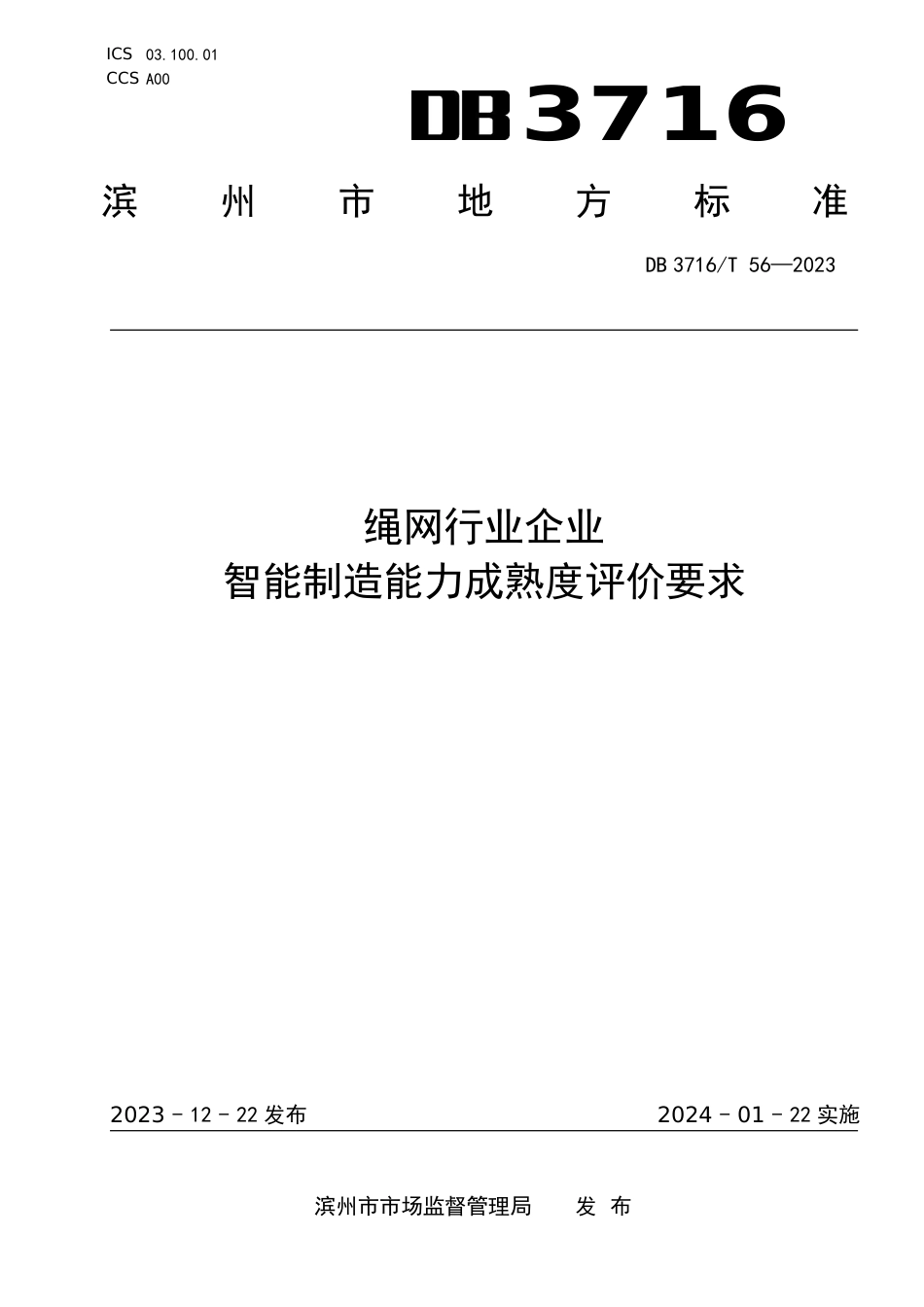 DB3716∕T 56-2023 绳网行业企业智能制造能力成熟度评价要求_第1页