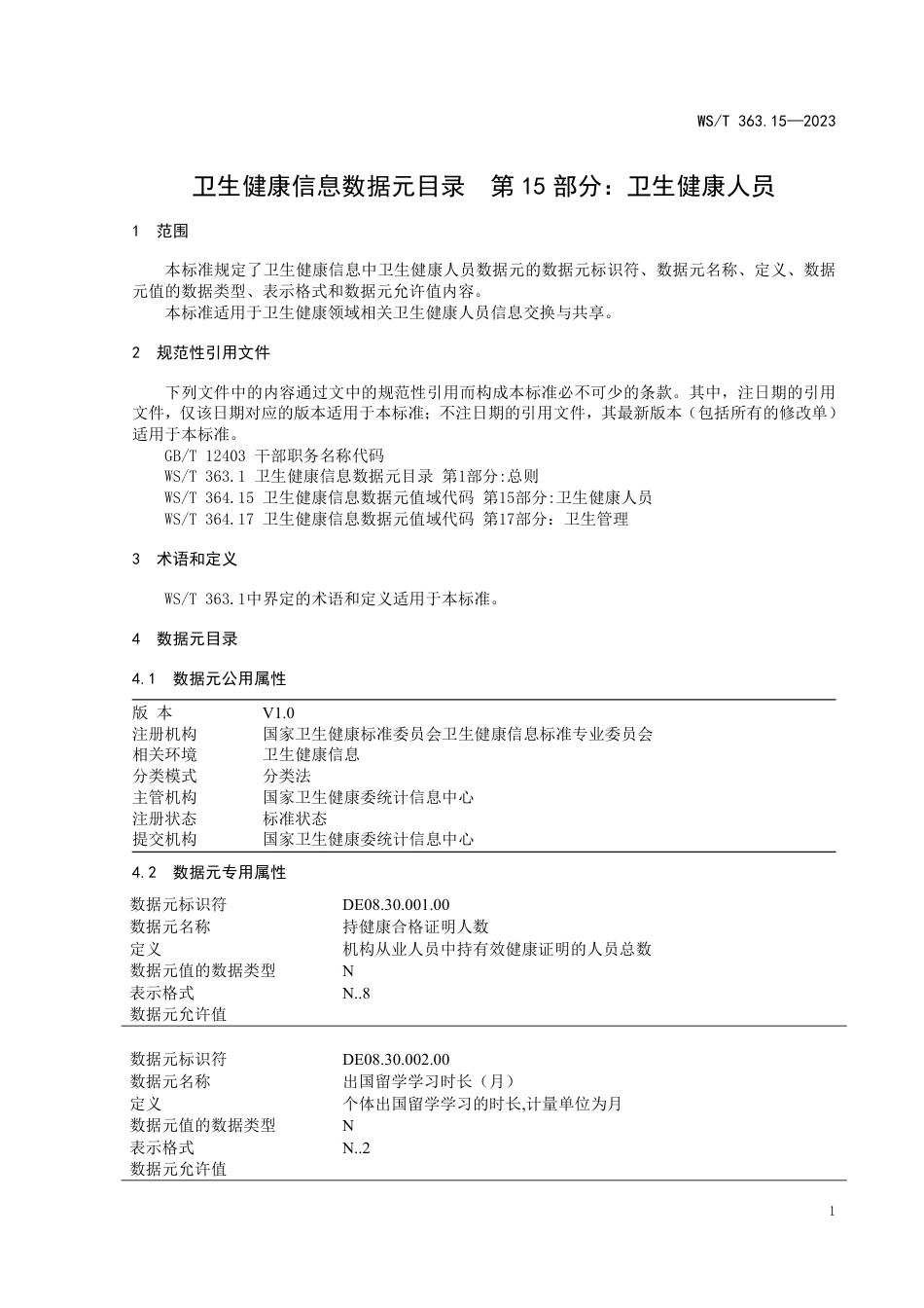 WS∕T 363.15-2023 卫生健康信息数据元目录 第15部分：卫生健康人员_第3页