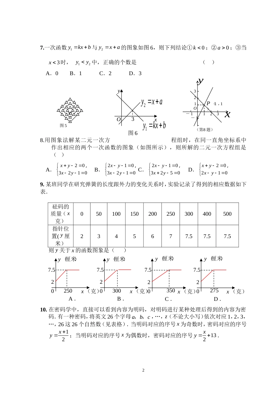 新人教版八年级下册第19章 一次函数 单元测试试卷（B卷）_第2页