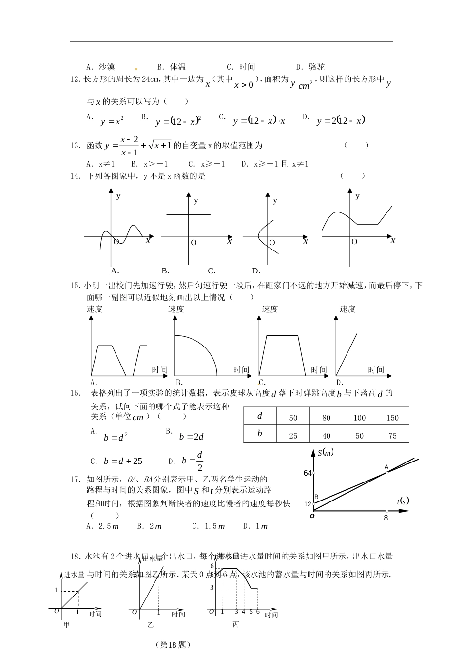 八年级数学下册 第19章 一次函数同步测试题 （新版）新人教版_第2页