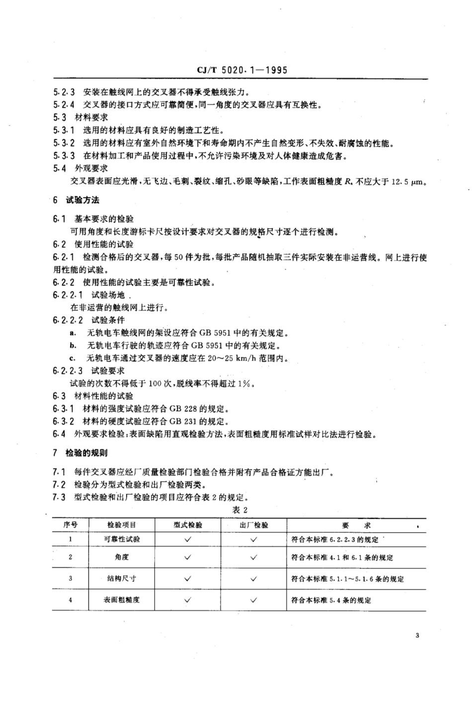 CJ∕T 5020.1-1995 无轨电车供电触线网交叉器_第3页