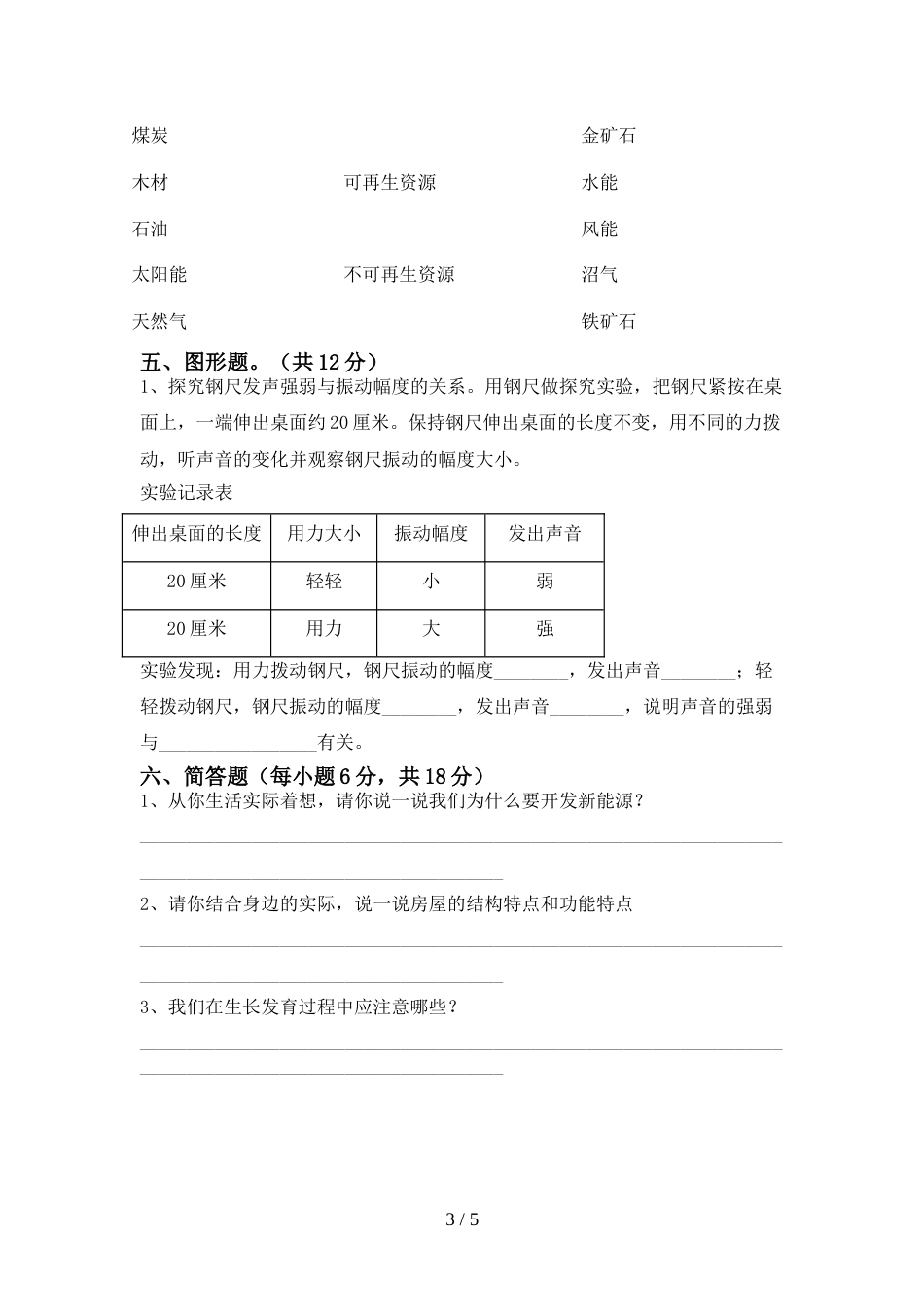 六年级科学上册期末测试卷及完整答案_第3页