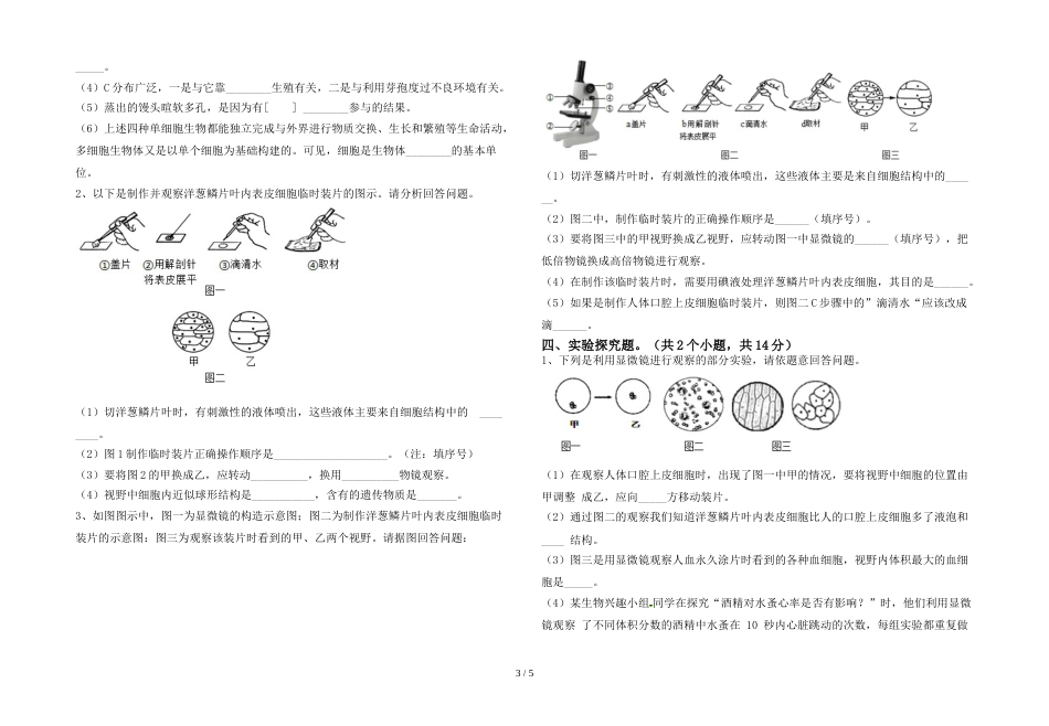 苏教版七年级生物上册期末考试(精选)_第3页