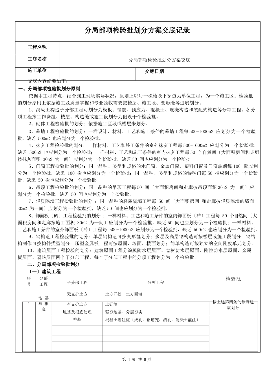 13分部分项检验批划分施工方案交底_第1页