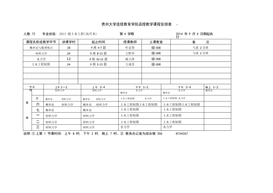 2023学年13级函授班课表_第1页