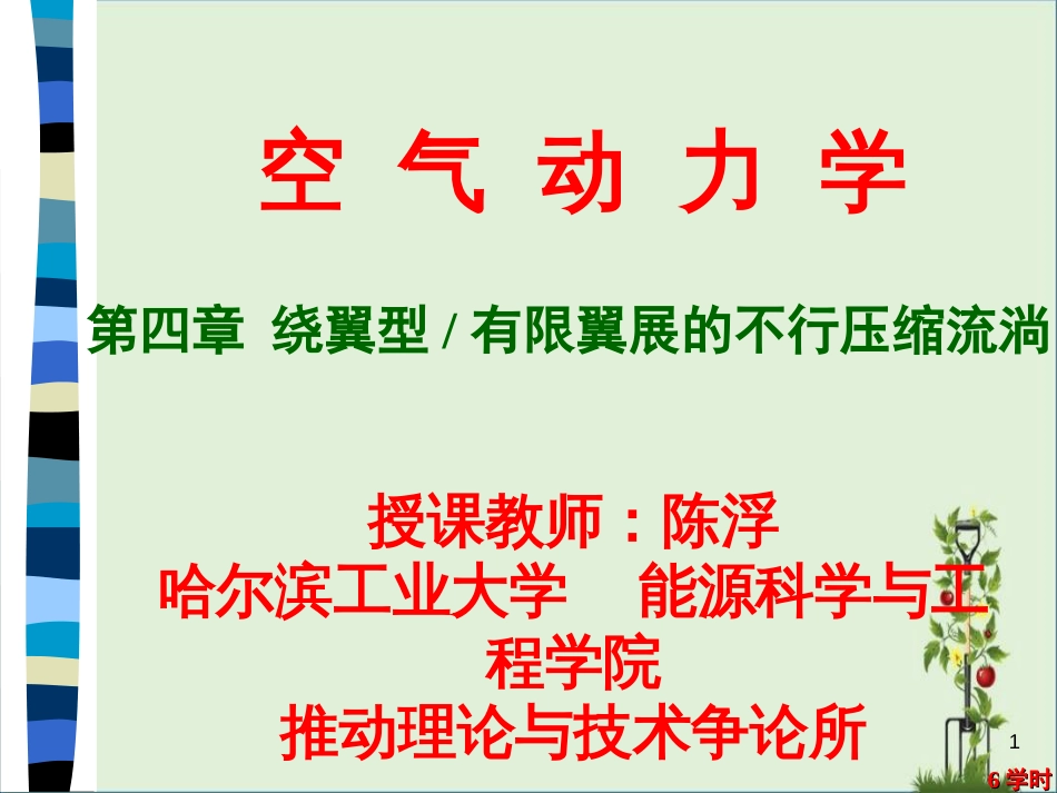 04第4章绕翼型不可压缩流动-航院2012解析_第1页