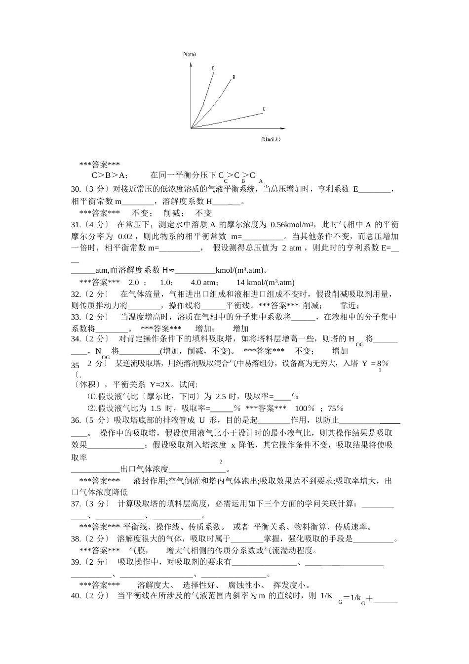 《化工原理》吸收复习题_第3页