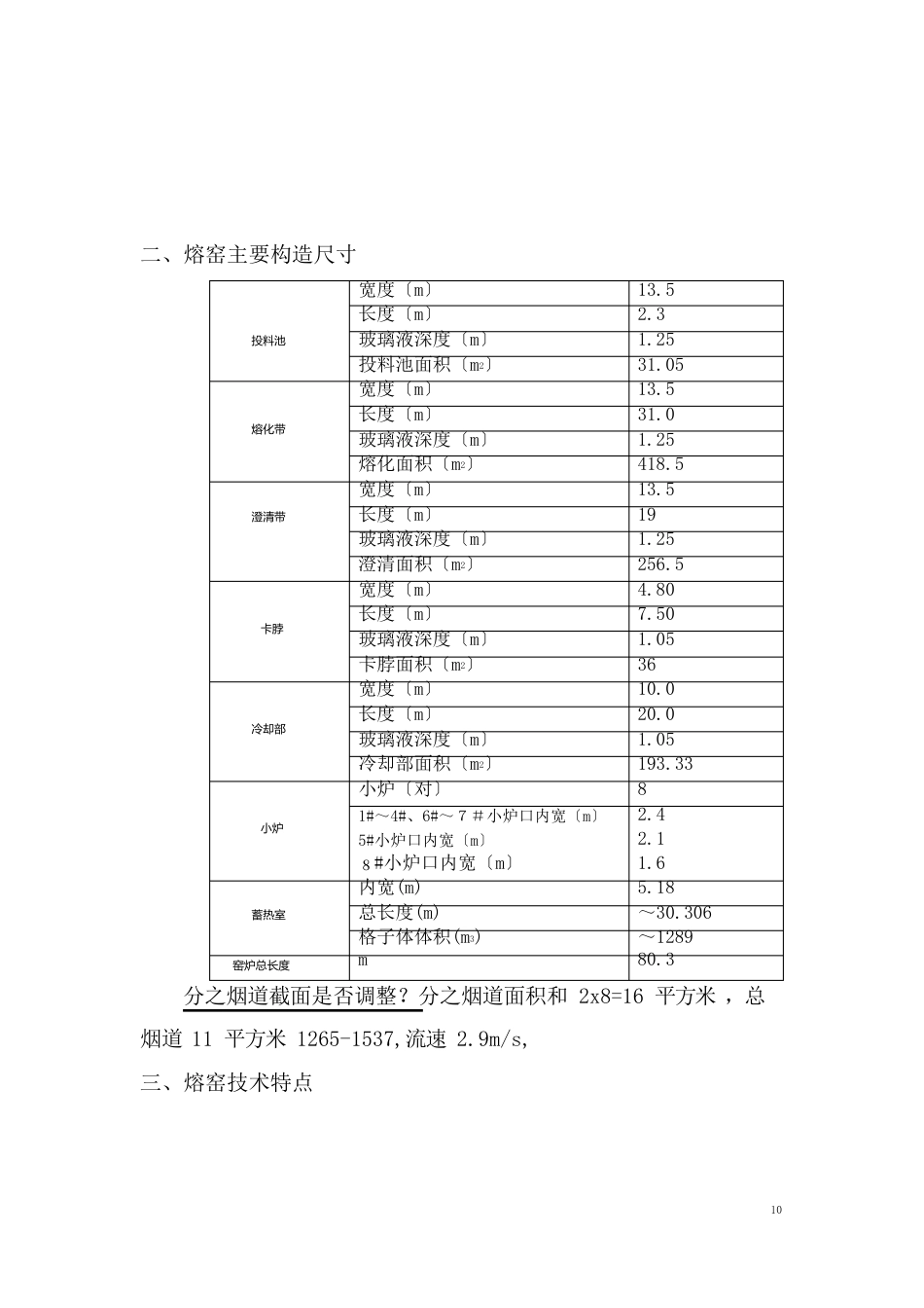 1000T浮法熔窑主要技术指标_第2页