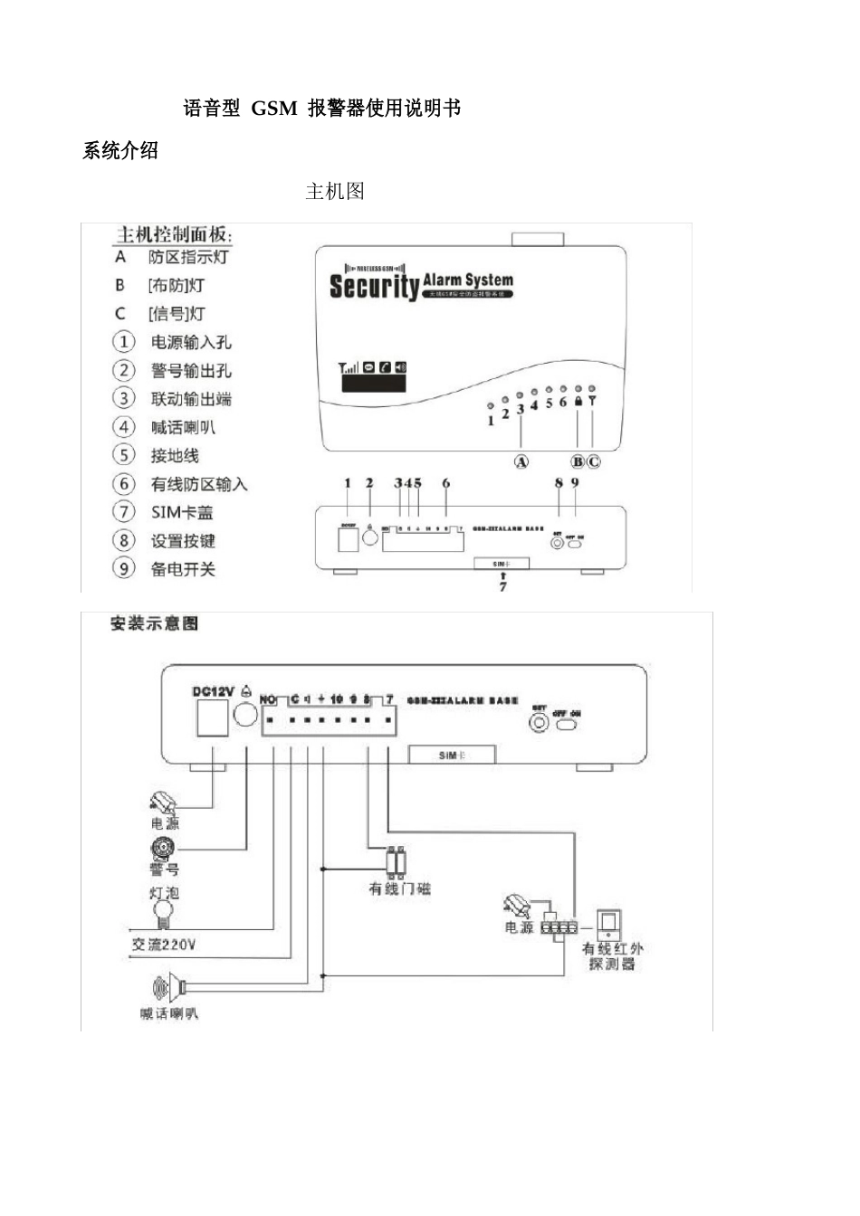 GSM报警器使用说明指导书_第1页