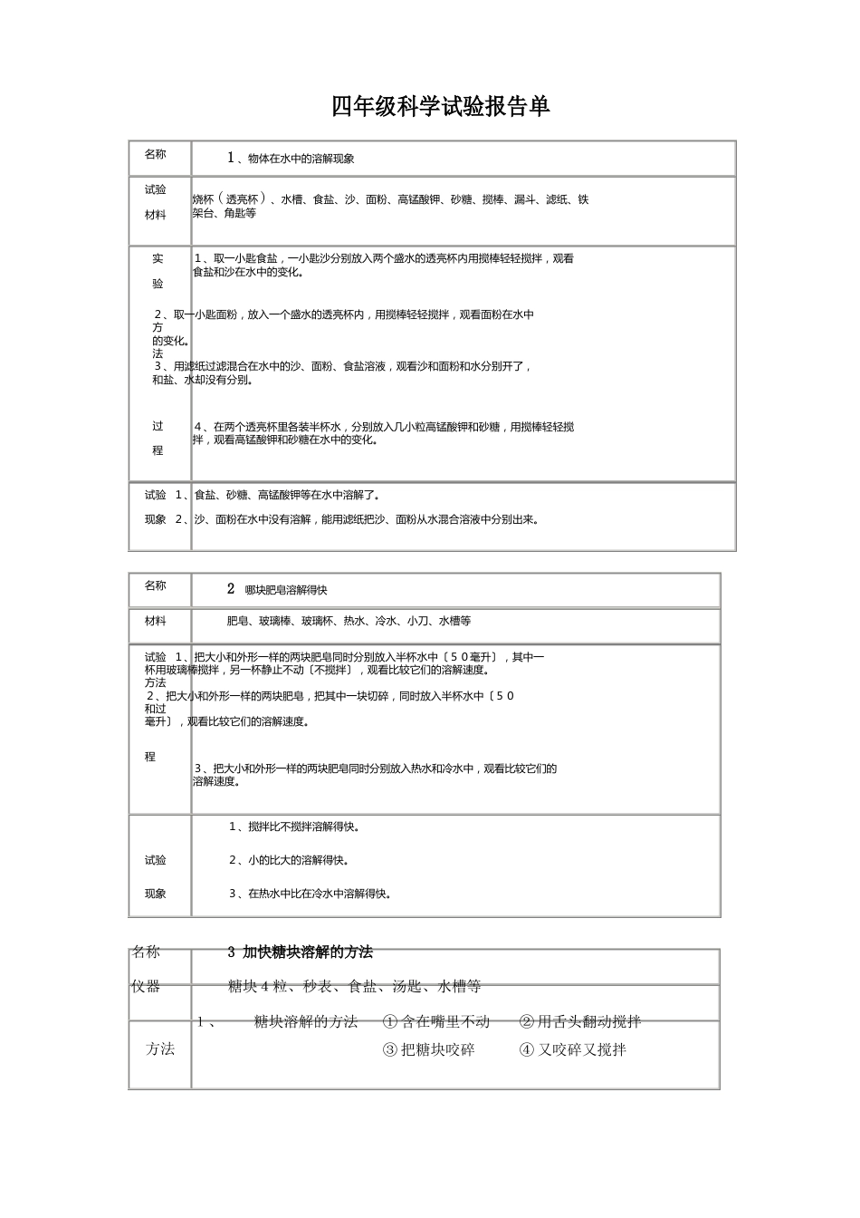 4-6年级科学学生实验报告单_第1页