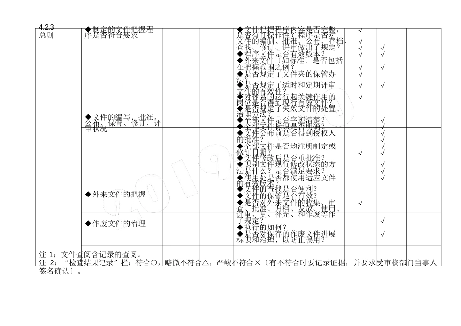 iso9001质量管理体系审核通用检查表格模板(适合各部门)_第3页