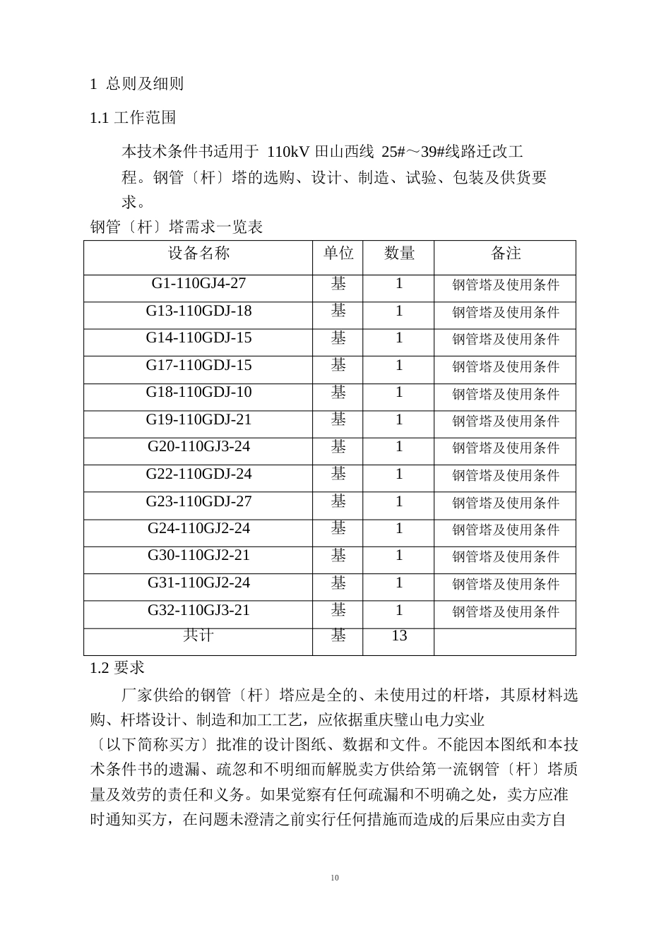 110kV田山西线钢管塔技术条件书_第3页