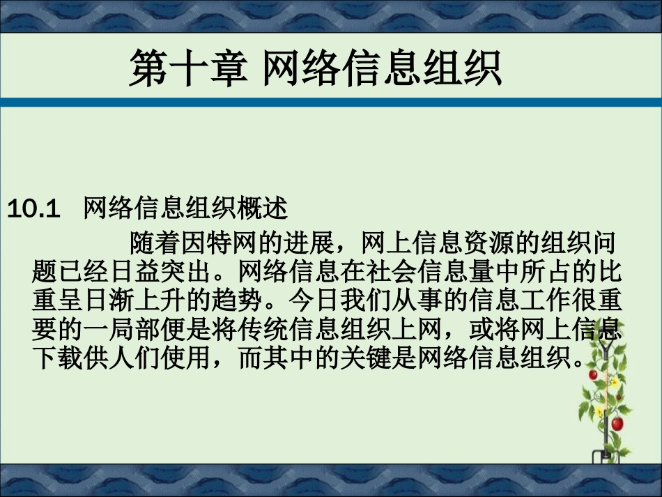 《信息组织学》储节旺编--第十章-网络信息组织_第1页