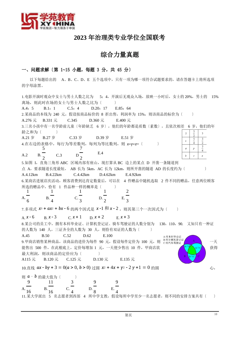 2023年MBA真题_第1页
