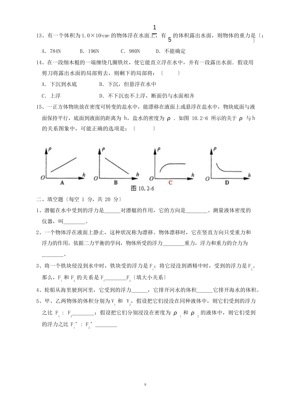 2023年八年级物理下册《浮力》测试题新人教版_第3页