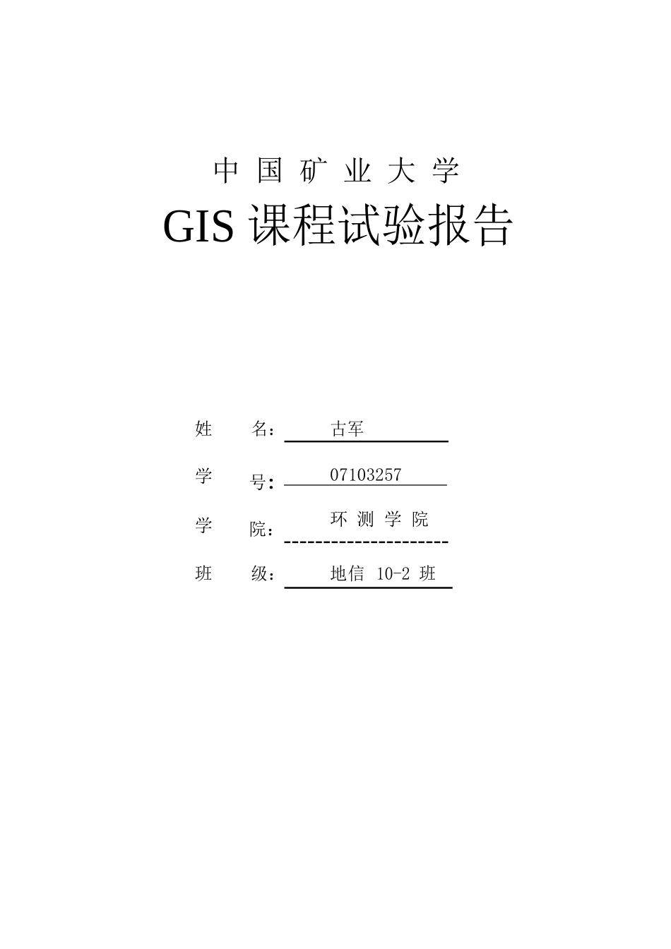 GIS原理与应用课程实验报告_第1页