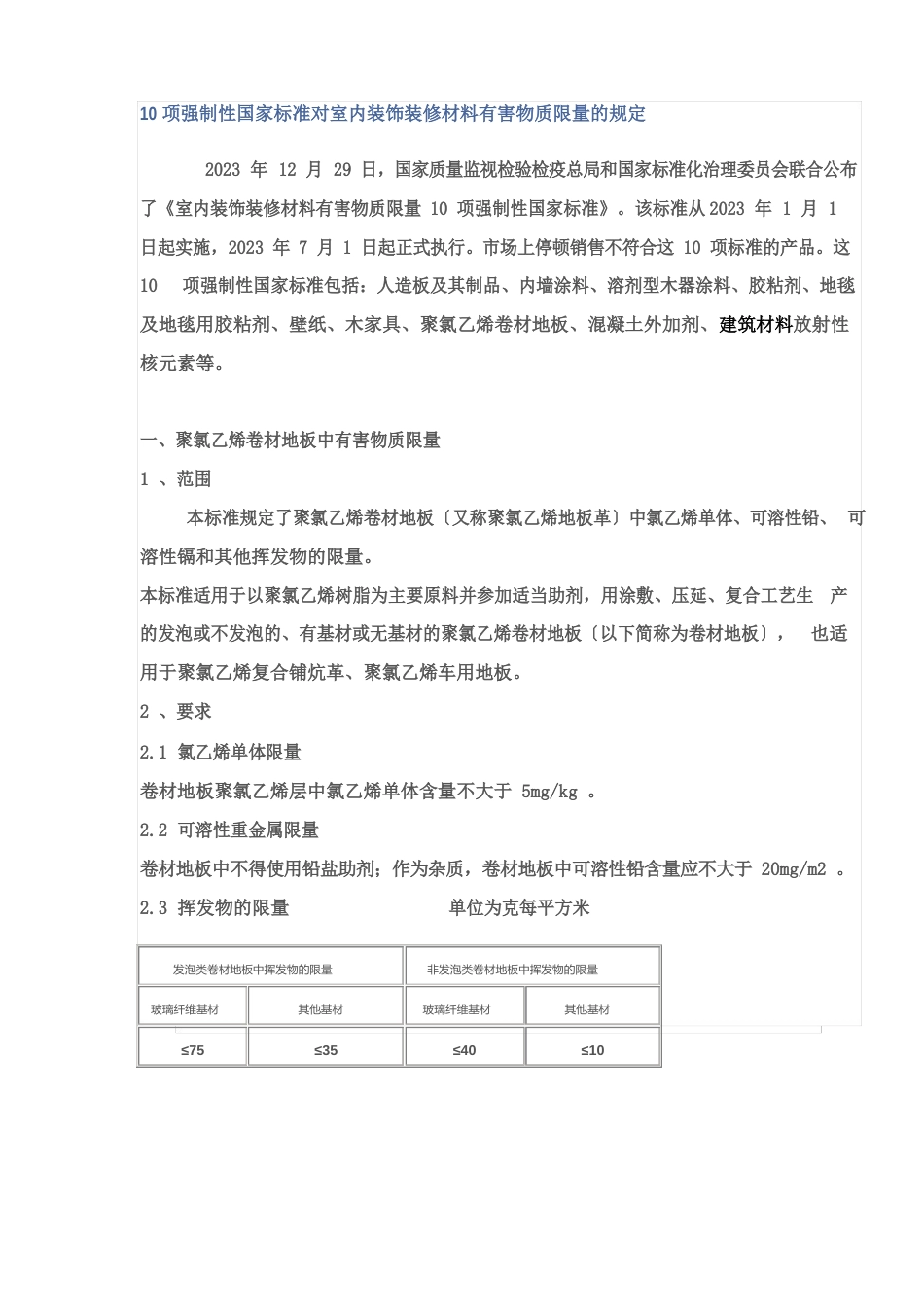 10项强制性国家标准对室内装饰装修材料有害物质限量的规定_第2页