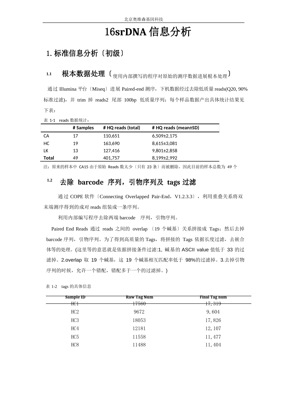 16S信息分析报告2-北京奥维森_第1页