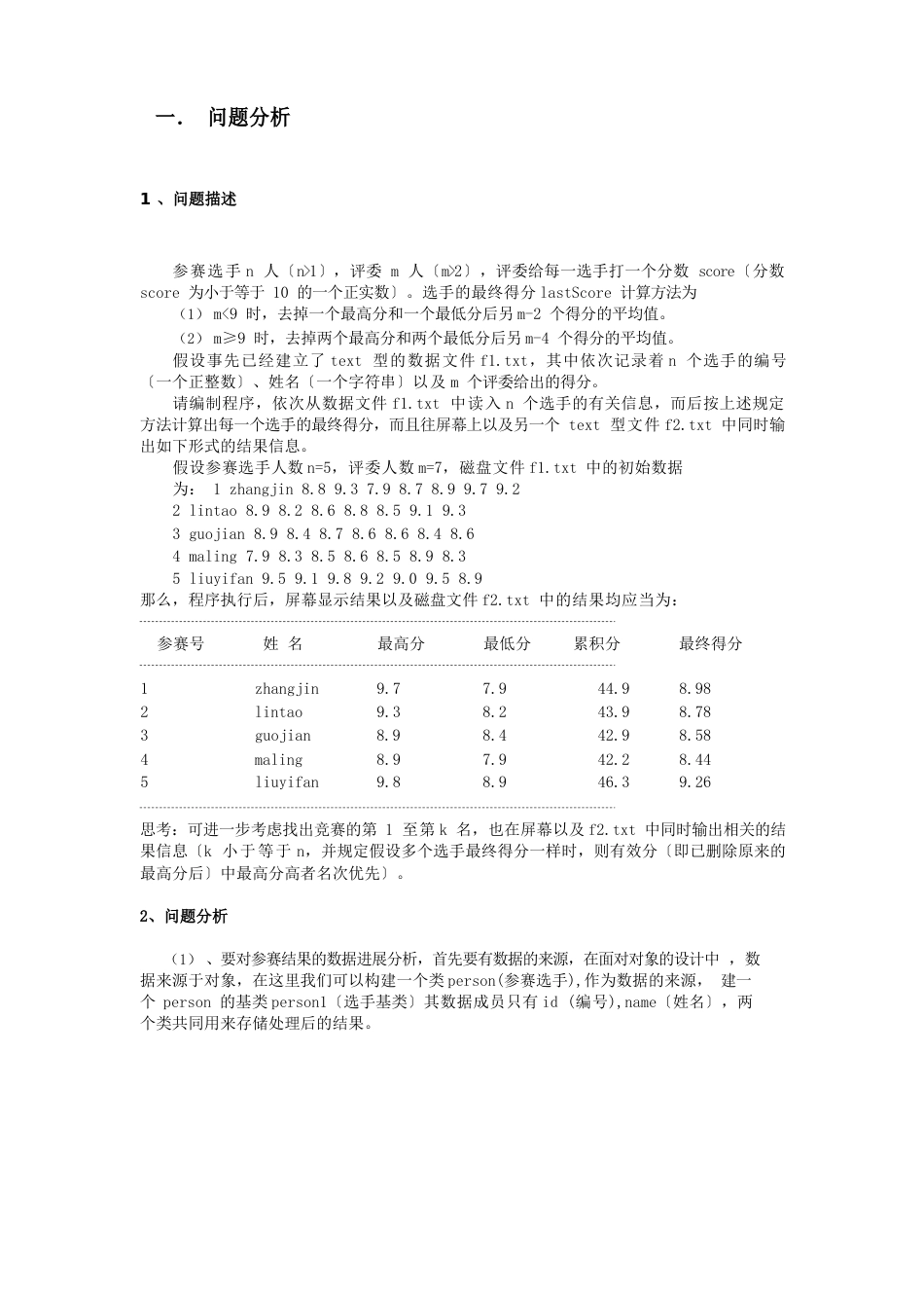 《c++对参赛结果分数进行处理》实验报告_第3页