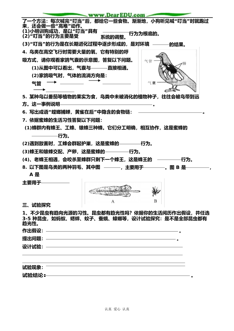 2023年八年级生物期中模拟考试试卷_第3页