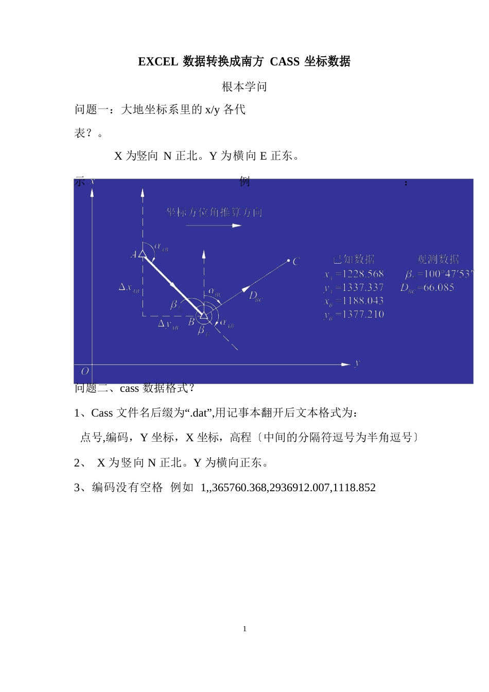 ecel数据转换南方cass数据处理操作手册_第1页