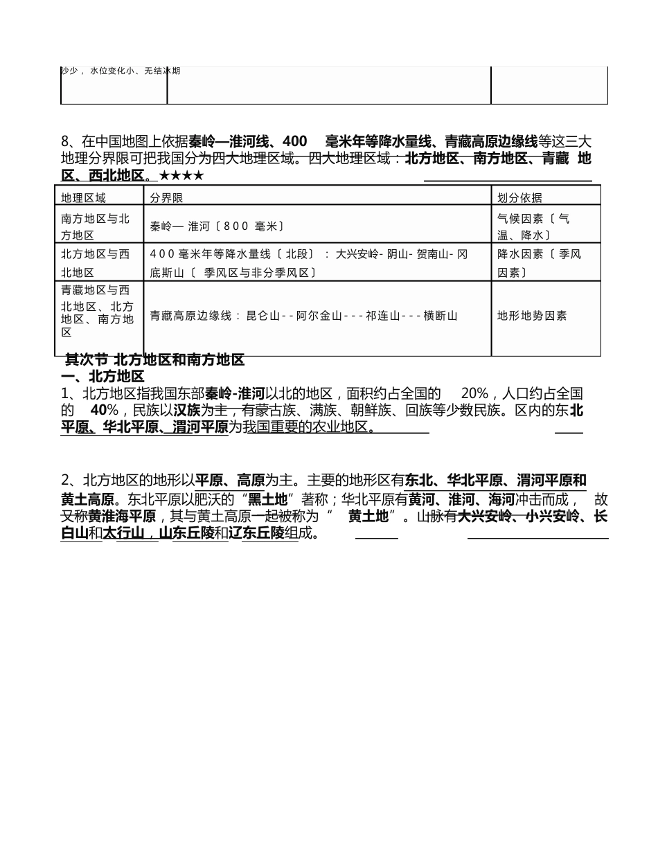 2023年八年级下册地理知识归纳_第2页