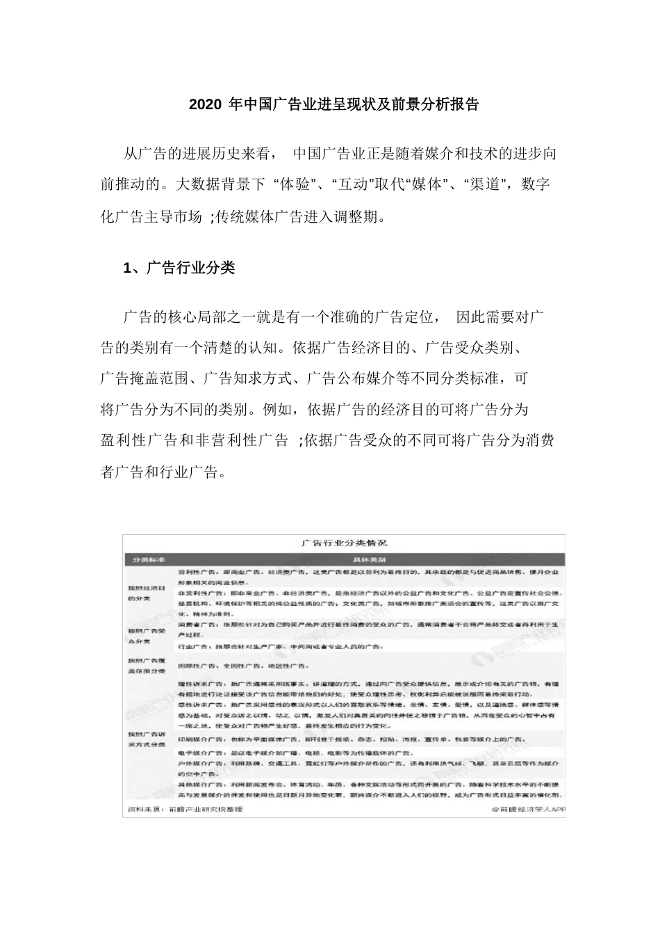 2023年中国广告业发展现状及前景分析报告_第1页